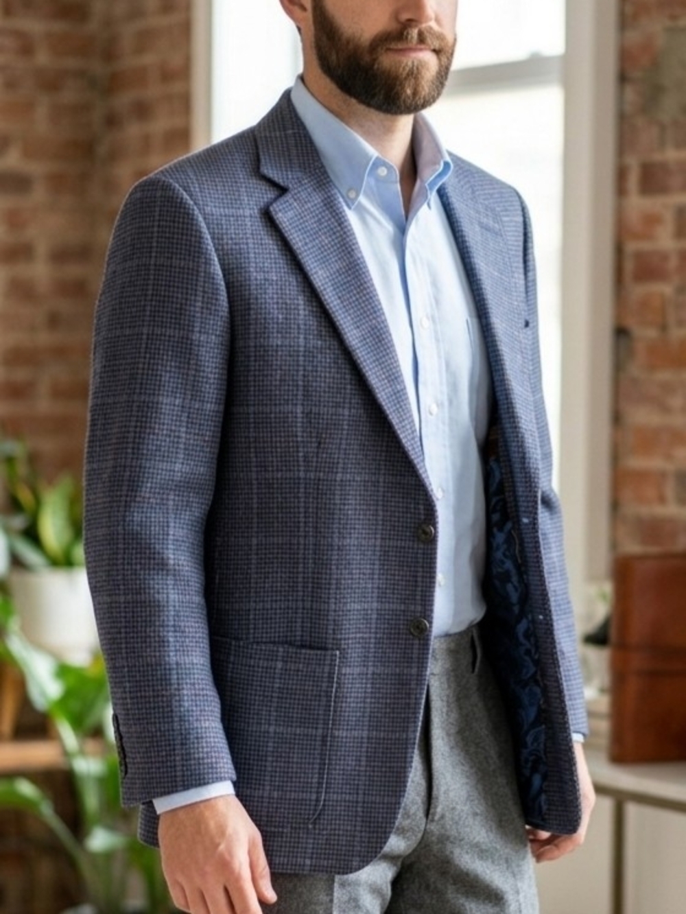 Luxuries Cashmere Holland & Sherry Men's Blue Wool Blazer Jacket - Size 40-42